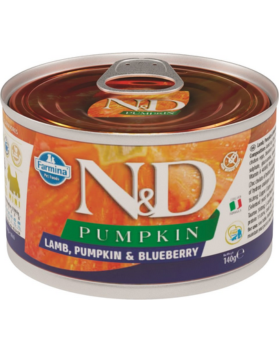 FARMINA N&D Dog pentru rase mici cu miel, dovleac, afine 140 g