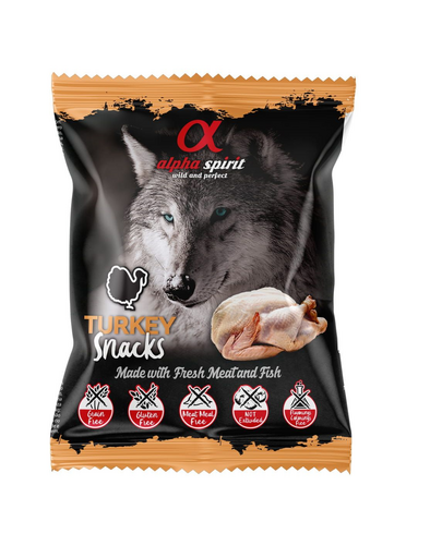 ALPHA SPIRIT Bucati de curcan pentru caini 50 g