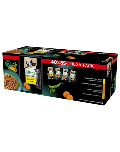 SHEBA Nature’s Collection Plicuri hrana umeda pisici 40x85 g cu pui, curcan, rata, pasare de curte in aspic