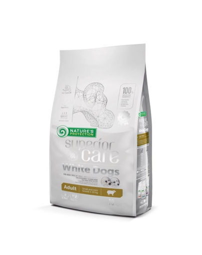 NATURES PROTECTION Superior Care White Dogs Lamb Adult Small and Mini Breeds 10 kg cu miel pentru caini mici cu blana alba