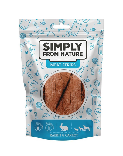 SIMPLY FROM NATURE Meat Strips Recompensa caine din carne iepure si morcovi 80 g