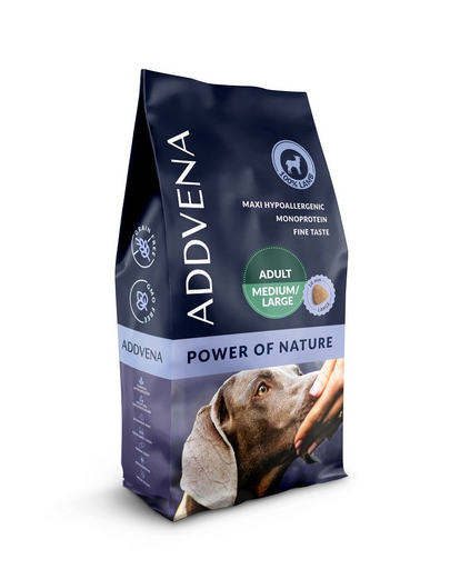 ADDVENA Power of Nature Adult medium&large 10 kg cu miel pentru caini din rase medii si mari