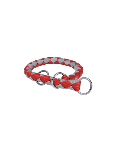 TRIXIE Zgardă strangulantă bandă "Cavo" 35 - 41 cm / 12 mm roșu - argintiu