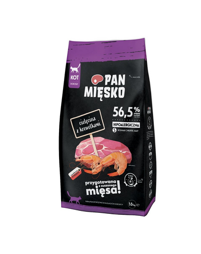 PAN MIĘSKO hrana pentru pisici S 1,6 kg, vitel si creveti