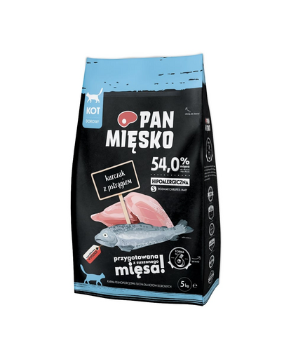 PAN MIĘSKO hrana pisici adulte S 5 kg, pui si pastrav