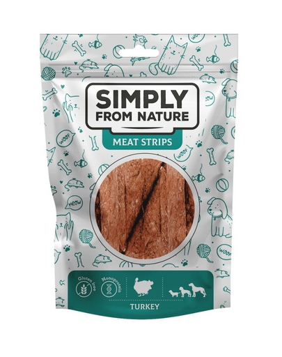 SIMPLY FROM NATURE Meat Strips Recompense caine, fasii de curcan 80 g