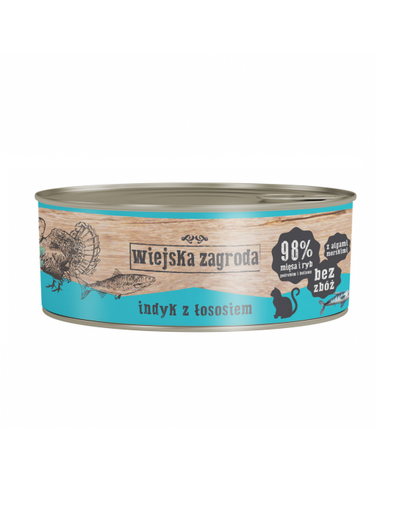 WIEJSKA ZAGRODA Adult Hrana umeda pentru pisici adulte, cu somon si curcan 85 g