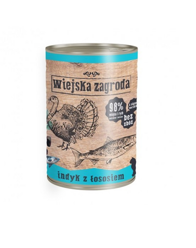 WIEJSKA ZAGRODA Conserva hrana pisici, cu curcan si somon 400g