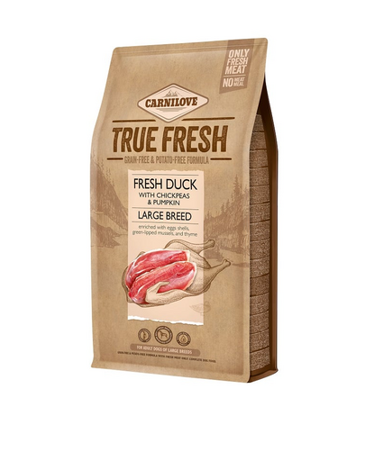 CARNILOVE True Fresh Duck Large breed hrana cu rata pentru caini de rase mari 1,4  kg