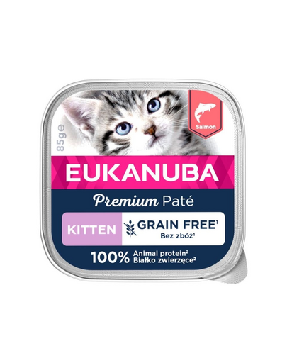 EUKANUBA Grain Free Kitten pate cu somon pentru pisoi 85 g