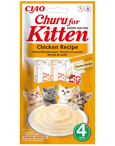 INABA Churu Kitten Chicken 4x14 g snack cremos pentru pisoi, cu pui