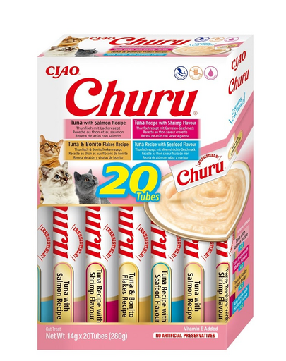 INABA Churu Variety Seafood fructe de mare si ton pentru pisici multibox 20x14 g (280 g)