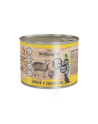 WIEJSKA ZAGRODA hrană umedă fără cereale, curcan și miel  200 gr