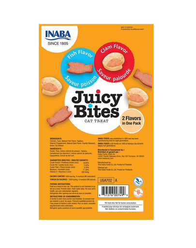 INABA Juicy Bites Recompense umede pentru pisici, cu peste si crustacee 33,9 g (3x11,3 g)