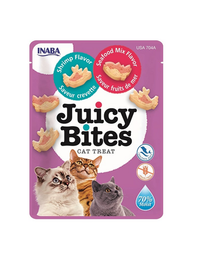 INABA Juicy Bites Recompense pentru pisici, cu creveti si fructe de mare 33,9 g (3x11,3 g)