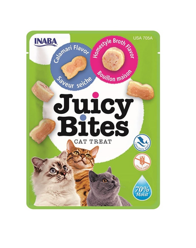 INABA Juicy Bites Recompense umede pentru pisci, cu bulion si calamar 33,9 g (3x11,3 g)