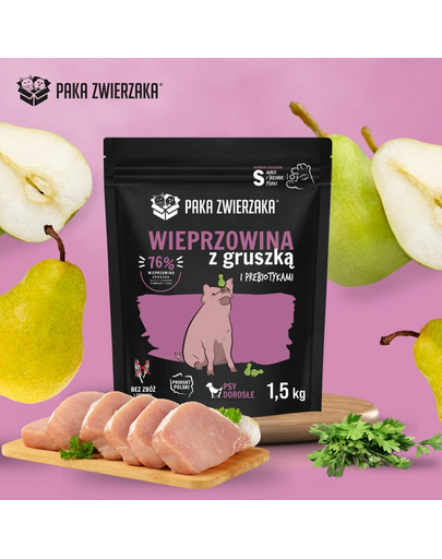 PAKA ZWIERZAKA Seventh Heaven hrana pentru caini, porc si para S 1,5 kg