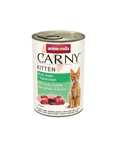 ANIMONDA Carny Kitten Beef&Chicken&Rabbit 400 g Hrana umeda pentru ăisoi, cu vita, pui si iepure