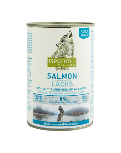 ISEGRIM Adult River hrana umeda pentru caini cu somon 400 g