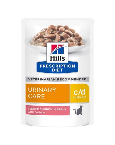 HILL\'S Prescription Diet Feline C/D Multicare Urinary care Hrana umeda pisici cu probleme urianare, cu somon 12x85g