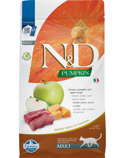 FARMINA N&D Hrana pentru pisici adulte, cu vanat, dovleac si mar - 1,5 kg