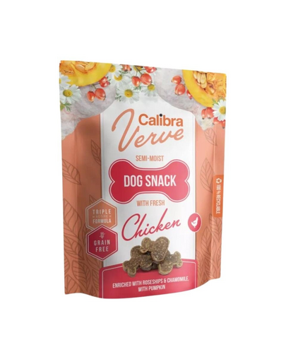 CALIBRA Dog Verve Semi-Moist Snack Fresh Chicken 150 g gustari semi-umede pentru caini, cu pui