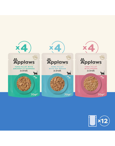 APPLAWS Cat Pouch Multipack Fish Selection hrana umeda pentru pisici, selectie de peste 12 x 70 g