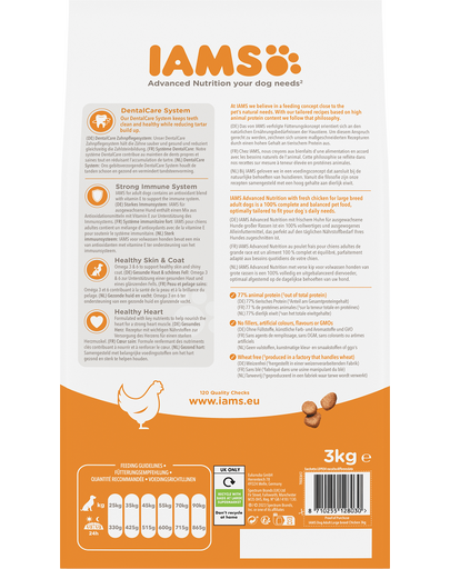 IAMS ProActive Health Adult Large Breed Chicken Hrana uscata caini adulti talie mare, cu pui 3 kg