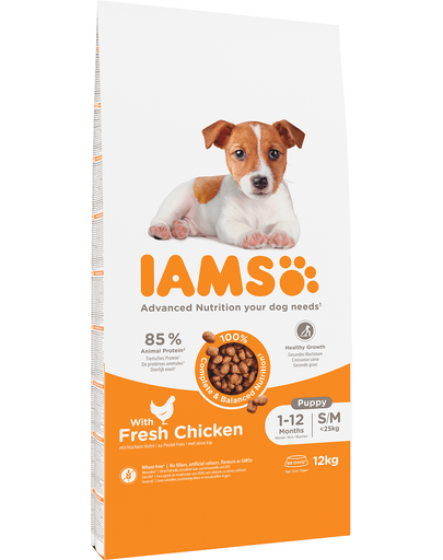 IAMS ProActive Health Puppy & Junior Small & Medium Breed Chicken Hrana uscata pentru catei si juniori de talie mica si medie 12 kg
