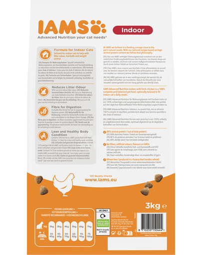 IAMS For Vitality Indoor hrana uscata pisici adulte indoor, cu pui 3 kg