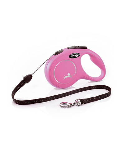 FLEXI New Classic lesa automata cu sir pentru caini, roz, marimea S, 8 m