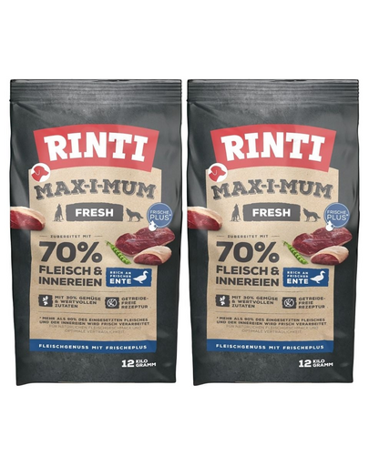 RINTI MAX-I-MUM Duck hrana caini adulti, cu rata 2 x 12 kg
