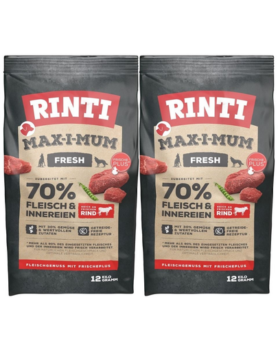 RINTI MAX-I-MUM Beef hrana uscata caini adulti, cu vita 2 x 12 kg