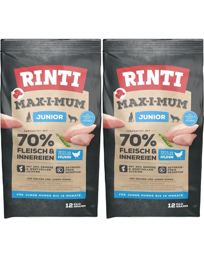RINTI MAX-I-MUM Junior Chicken hrana uscata caini juniori 2 x 12 kg