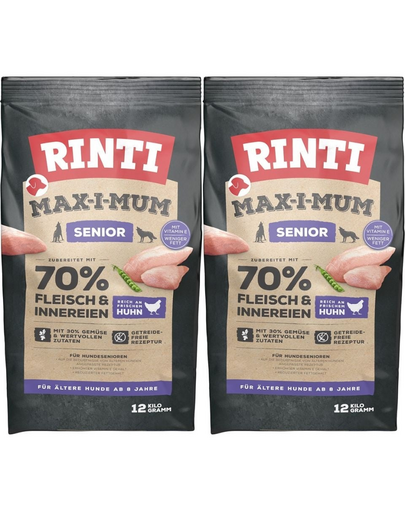 RINTI MAX-I-MUM Senior Chicken hrana uscata caini seniori, cu pui 2 x 12 kg