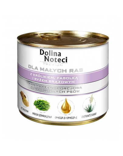 DOLINA NOTECI Premium small breeds cu iepure, fasole și orez brun 185 g