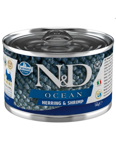 FARMINA N&D Ocean Dog Herring, shrimps 140 g Hrana umeda caine adult, cu hering si creveti