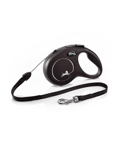FLEXI New Classic lesa automata cu sir pentru caini, negru, marimea S, 8 m