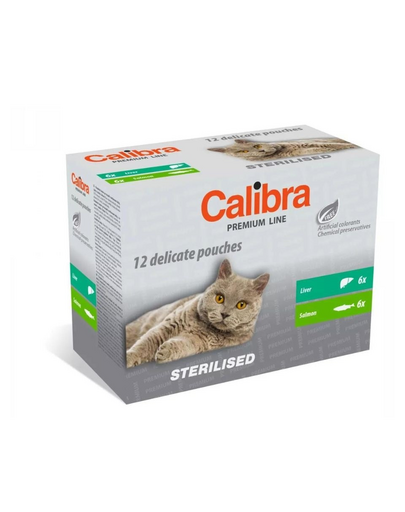 CALIBRA Cat Premium Line Sterilised Multipack 12x100 g plicuri pentru pisici adulte sterilizate