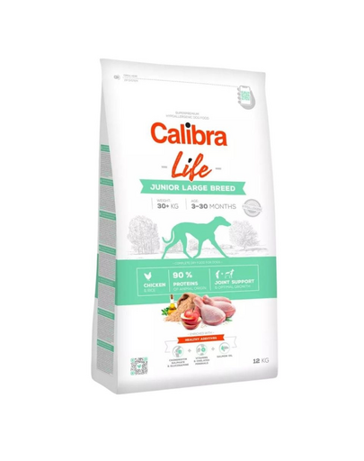 CALIBRA Dog Life Junior Large Breed Chicken 2,5 kg Hrana superpremium cu pui pentru caini juniori talie mare
