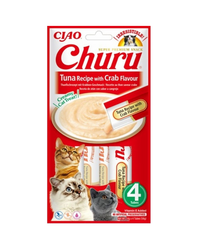 INABA Churu Tuna with crab flavour 4x14g ton si crab pentru pisici