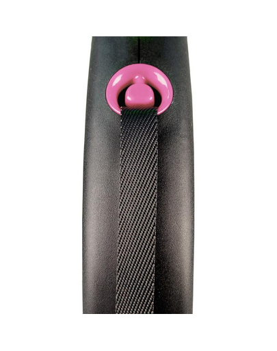 FLEXI Black Design lesa automata cu banda pentru caini, negru cu roz, marimea S, 5 m