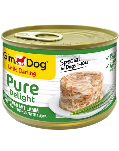 GIMDOG Pure Delight Chicken&Lamb 150 g hrana caini pui si miel, pentru rasa mica