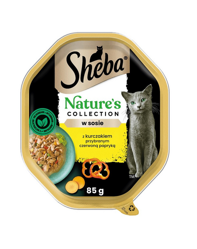 SHEBA Nature\'s Collection 85 g Mancare umeda pisica adulta, cu pui si ardei in sos