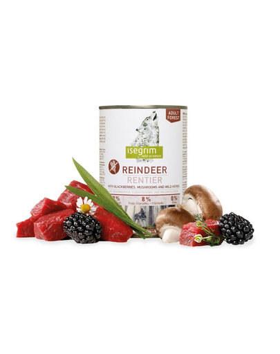 ISEGRIM Adult Forest ren, mure si ciuperci hrana caini 400 g