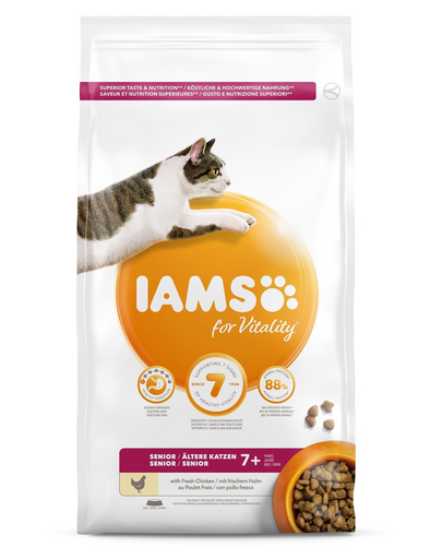 IAMS For Vitality Hrana uscata pentru pisici seniori/castrate Mix de arome 100g