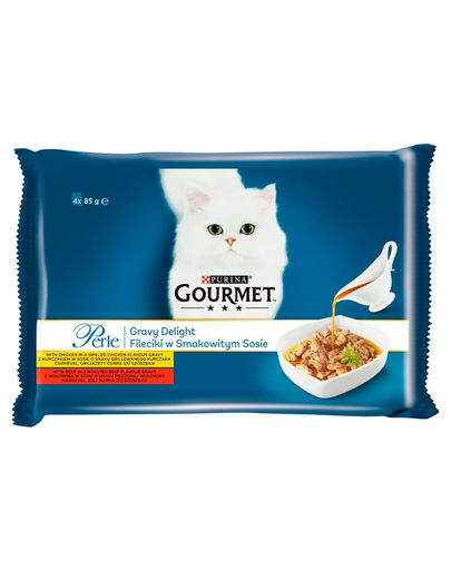GOURMET Perle Gravy Hrana umeda pentru pisici adulte, amestec de arome in sos 4X85 g