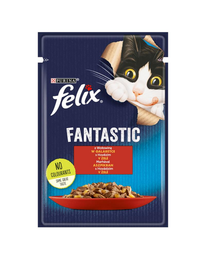 FELIX FANTASTIC Hrana umeda cu carne de vita pentru pisici adulte 26x85g