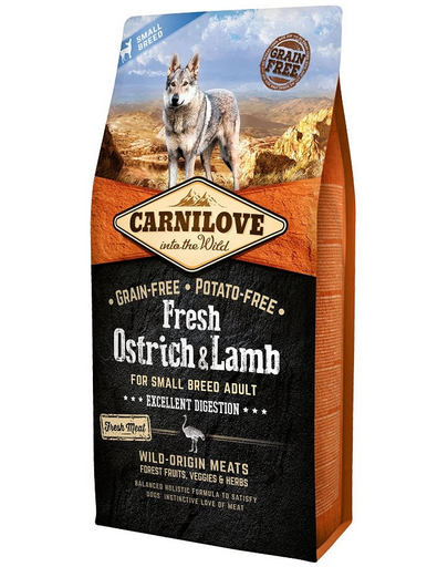 CARNILOVE Fresh Adult Small Breed hrana uscata caini adulti de talie mica, cu strut si miel 6 kg