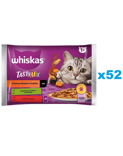 WHISKAS Adult hrana plic pisica 52x85g Rural Flavours miel, pui si morcovi, vita si pasare in sos